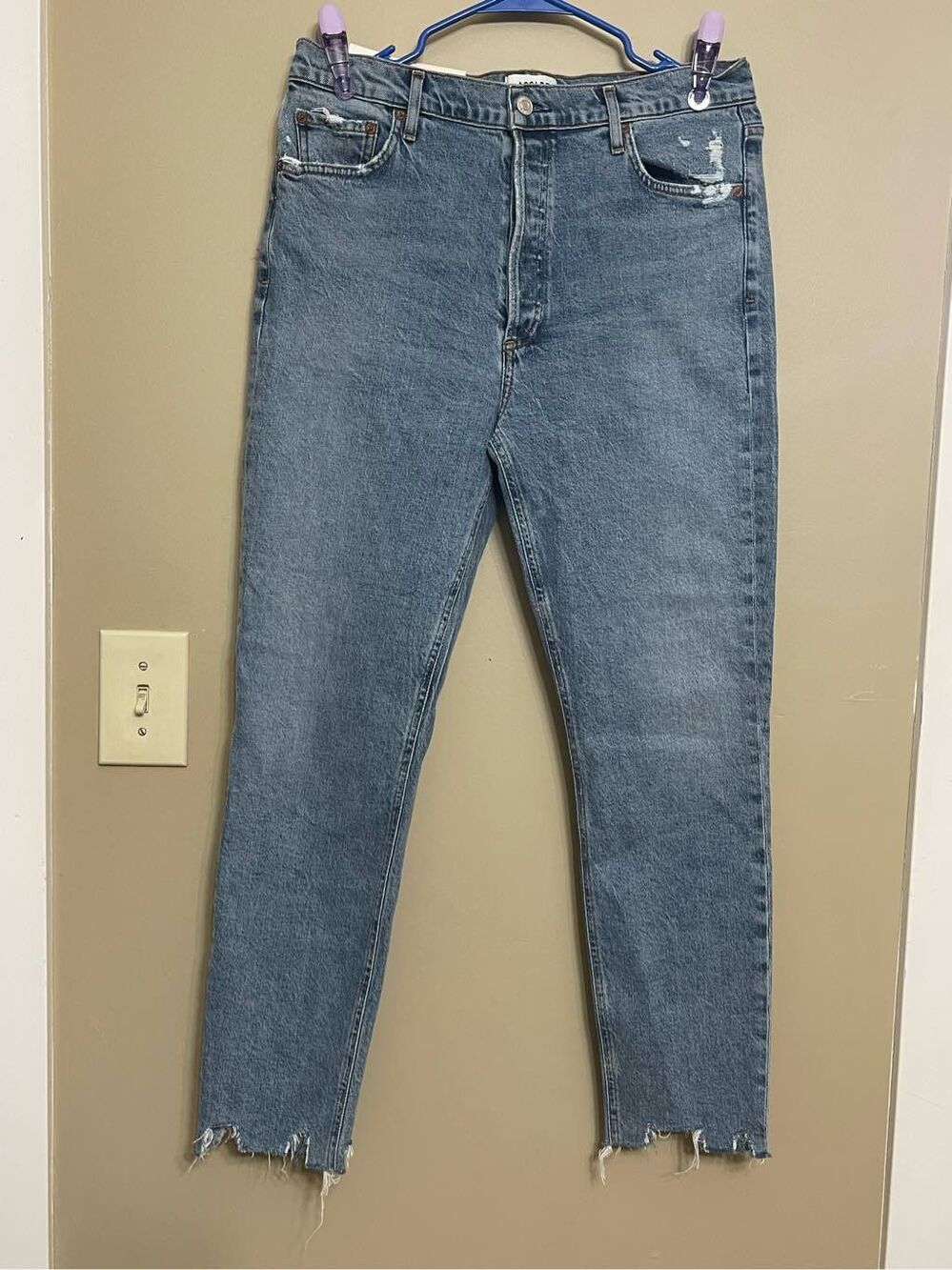 Agolde Women’s Nico High Rise Slim Fit Stretch Raw Hem Button Fly Jeans 30/10